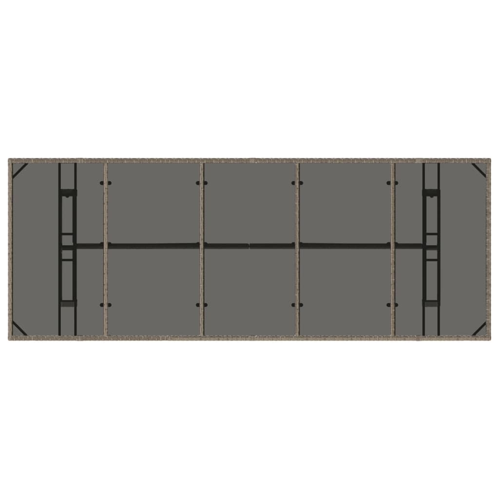 Tavolo Da Giardino Piano In 240X90X75Cm Polyrattan Grigio