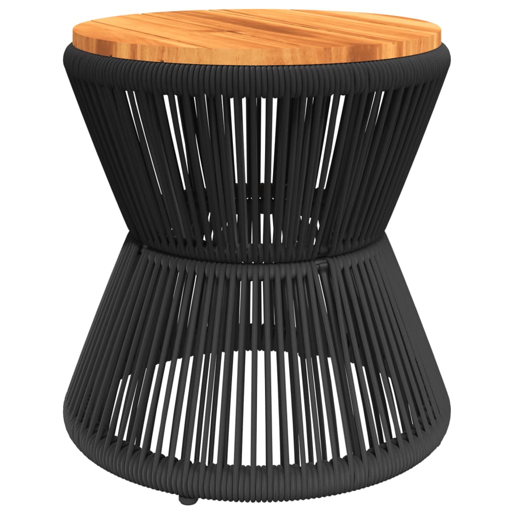 Tavolino Base In Filo Metallico Nero Ø 45X44 Cm Massello Acacia