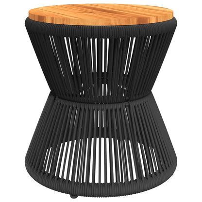 Tavolino Base In Filo Metallico Nero Ø 45X44 Cm Massello Acacia