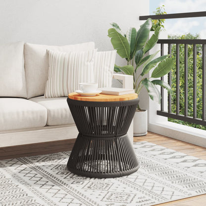 Tavolino Base In Filo Metallico Nero Ø 45X44 Cm Massello Acacia