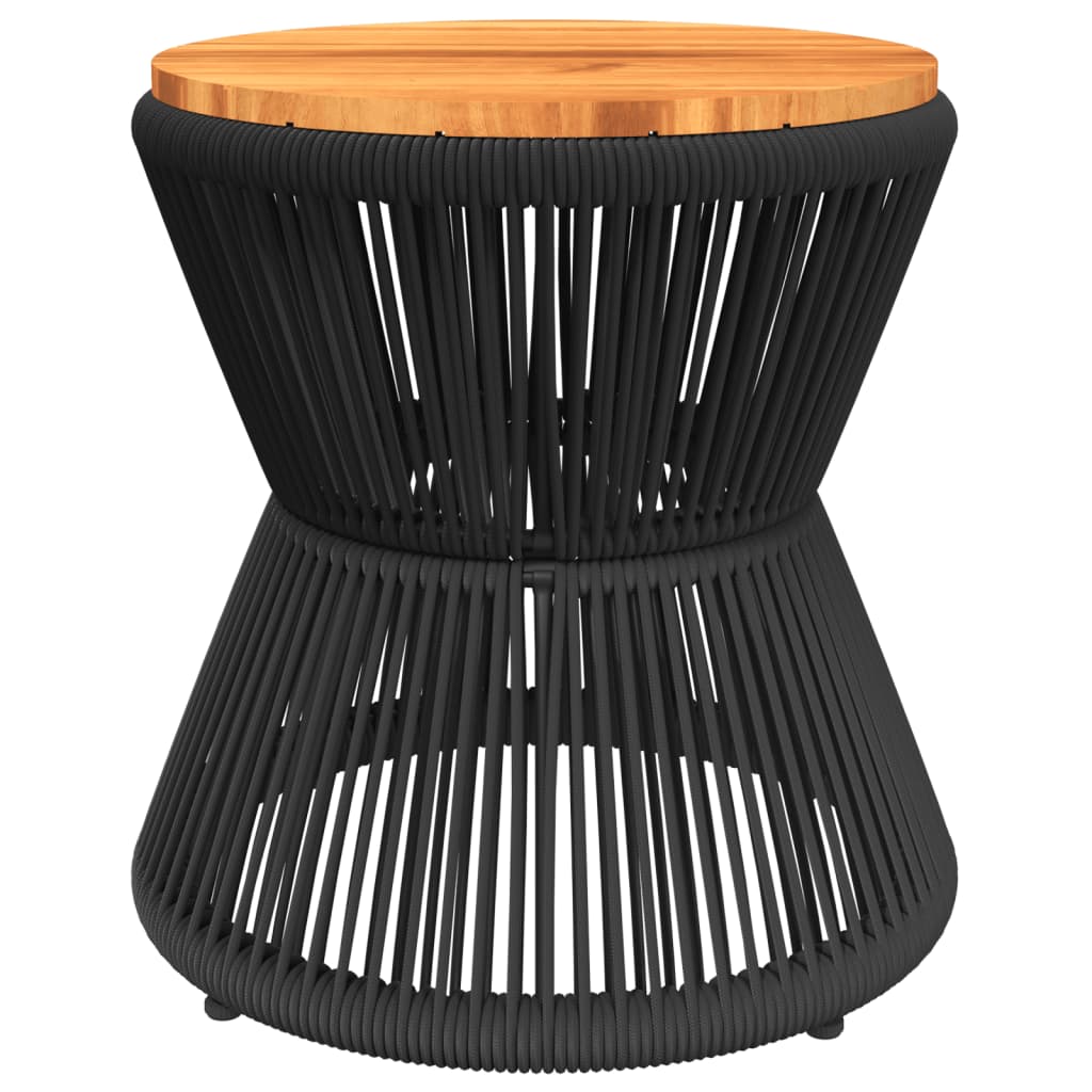 Tavolino Base In Filo Metallico Nero Ø 45X44 Cm Massello Acacia