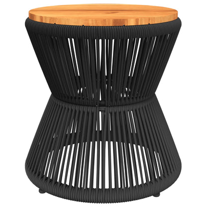 Tavolino Base In Filo Metallico Nero Ø 45X44 Cm Massello Acacia