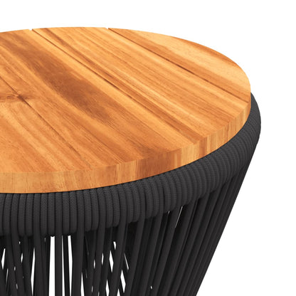 Tavolino Base In Filo Metallico Nero Ø 45X44 Cm Massello Acacia