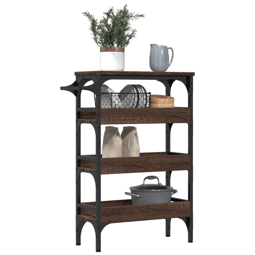 Carrello Cucina Rovere Marrone 53X20X76 Cm Legno Multistrato