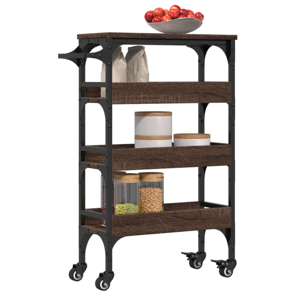 Carrello Cucina Rovere Marrone 53X20X76 Cm Legno Multistrato