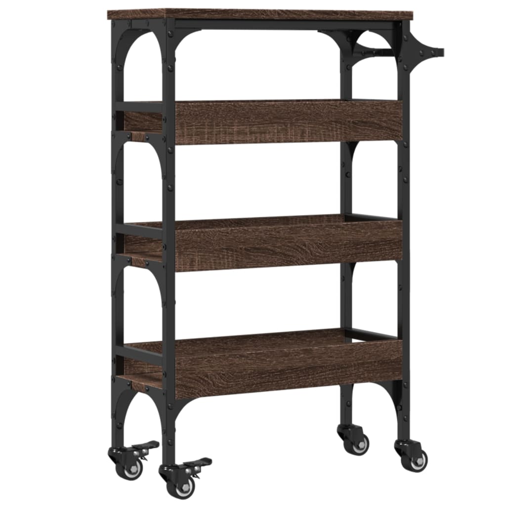Carrello Cucina Rovere Marrone 53X20X76 Cm Legno Multistrato