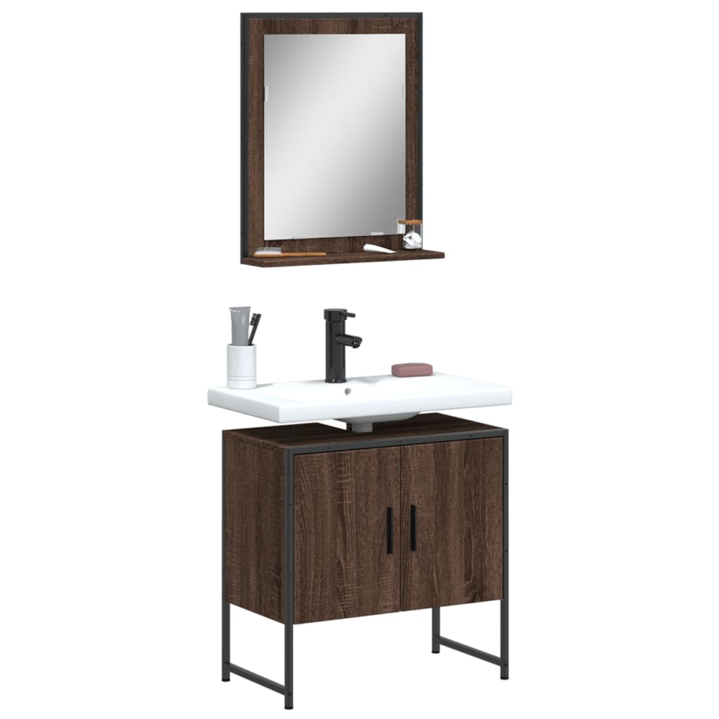 Set Mobili Da Bagno 2 Pz In Legno Multistrato