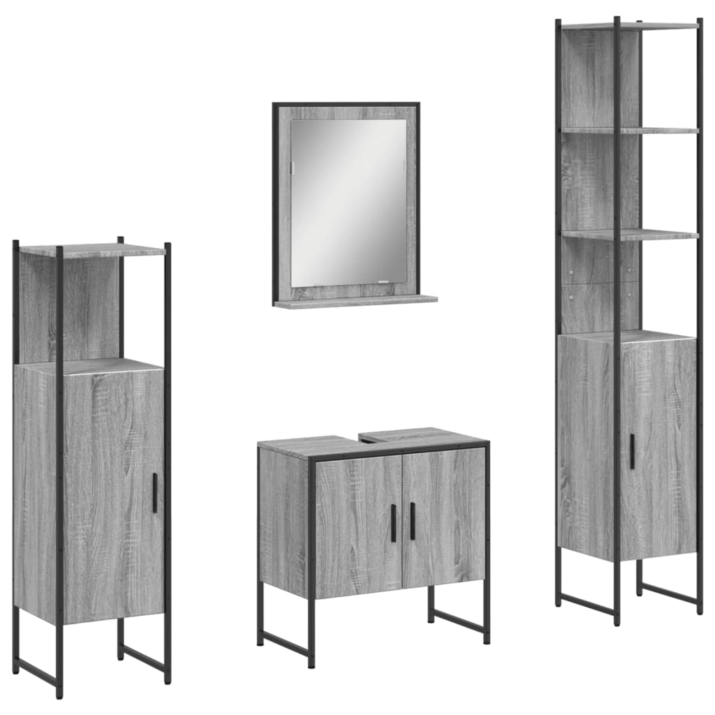 Set Mobili Da Bagno 4 Pz In Legno Multistrato