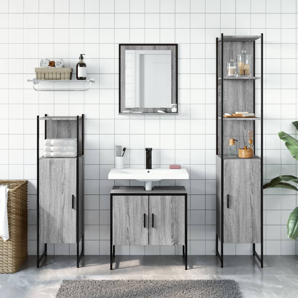 Set Mobili Da Bagno 4 Pz In Legno Multistrato