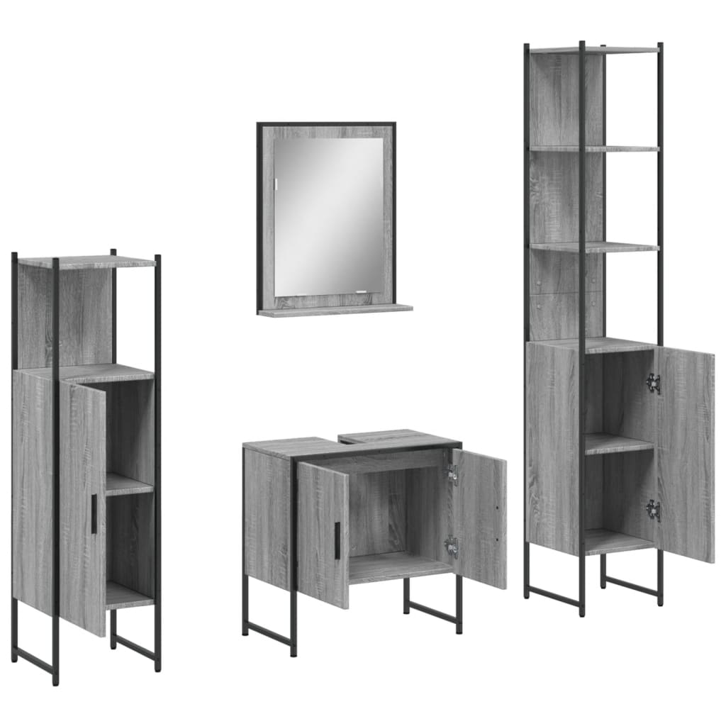 Set Mobili Da Bagno 4 Pz In Legno Multistrato