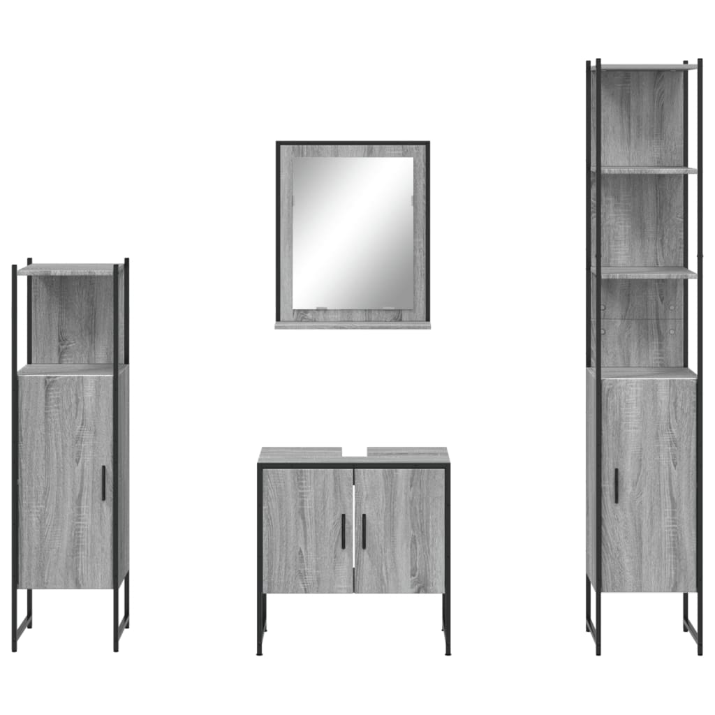 Set Mobili Da Bagno 4 Pz In Legno Multistrato
