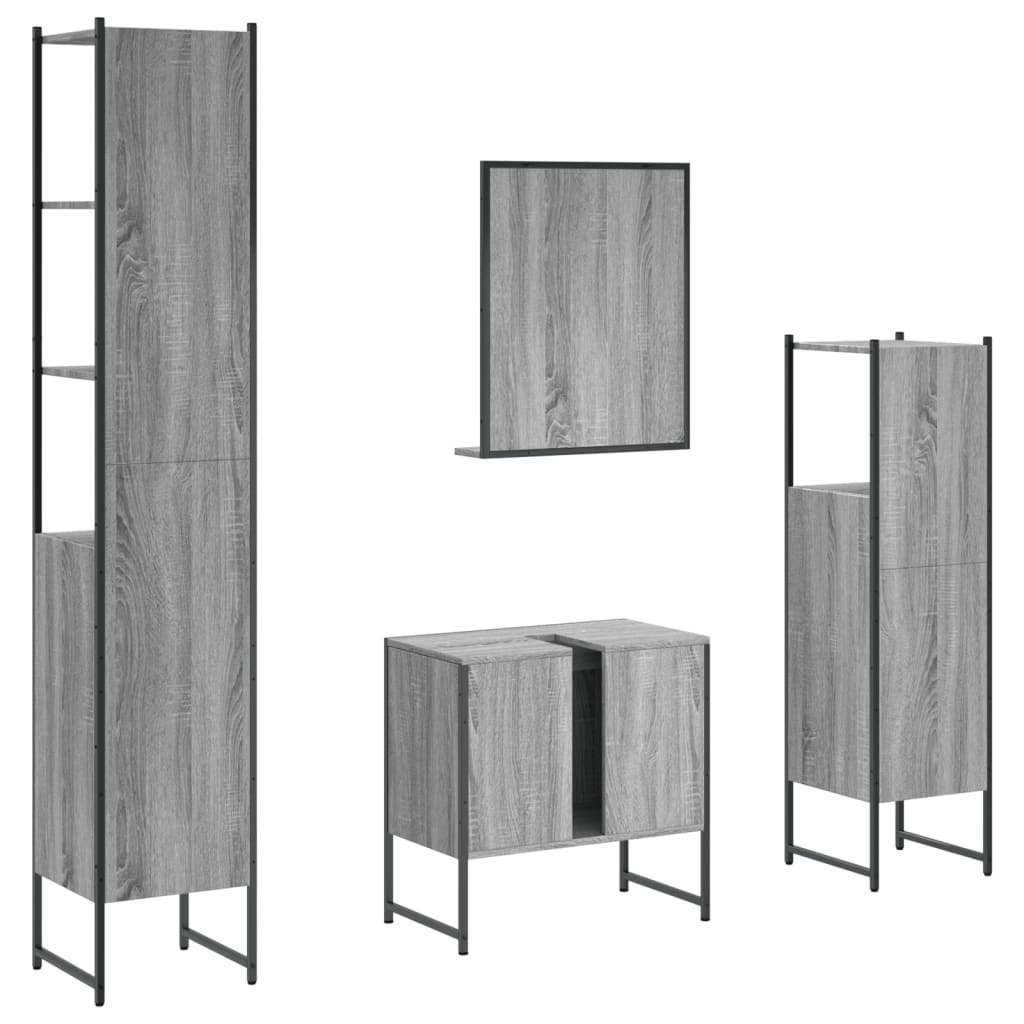 Set Mobili Da Bagno 4 Pz In Legno Multistrato