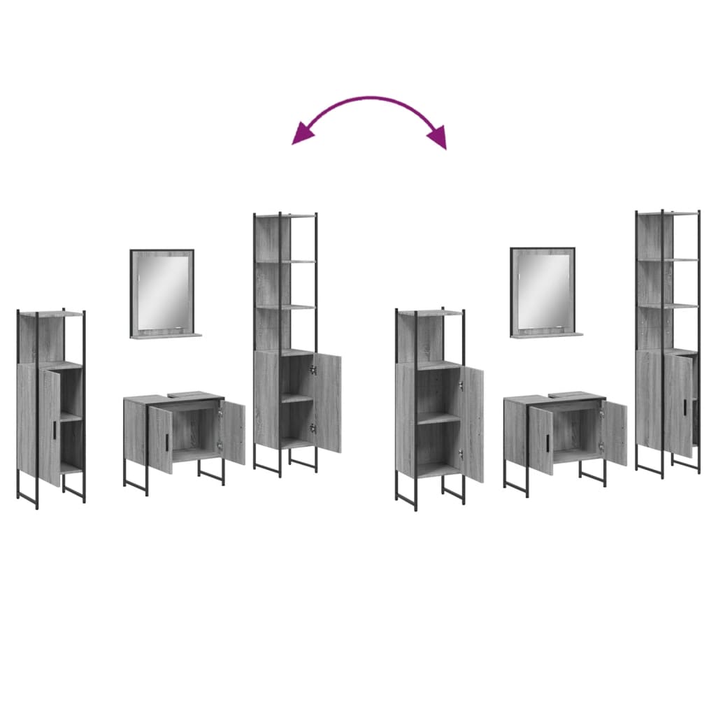 Set Mobili Da Bagno 4 Pz In Legno Multistrato