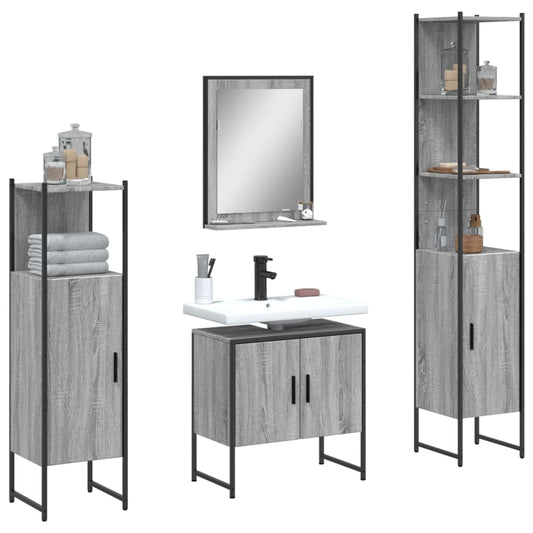 Set Mobili Da Bagno 4 Pz In Legno Multistrato