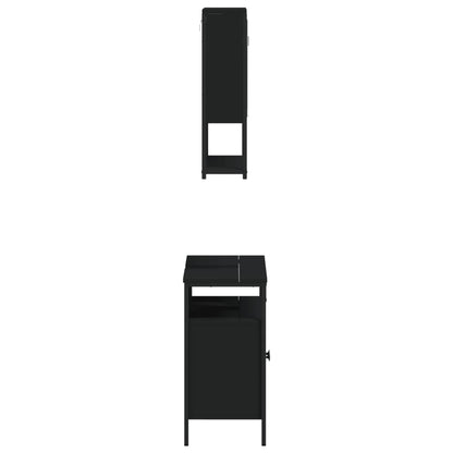 Set Mobili Da Bagno 2 Pz Nero In Legno Multistrato