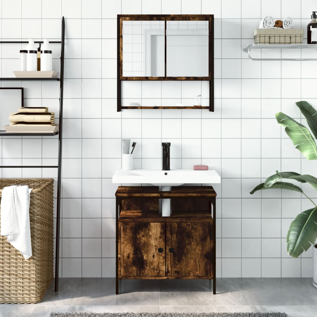 Set Mobili Da Bagno 2 Pz In Legno Multistrato