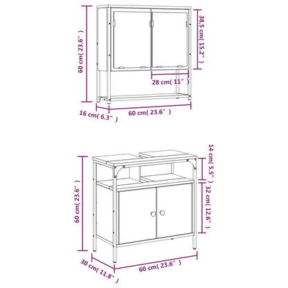 Set Mobili Da Bagno 2 Pz In Legno Multistrato