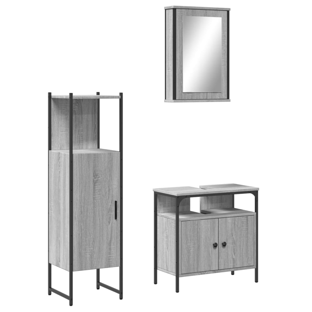 Set Mobili Da Bagno 3 Pz In Legno Multistrato