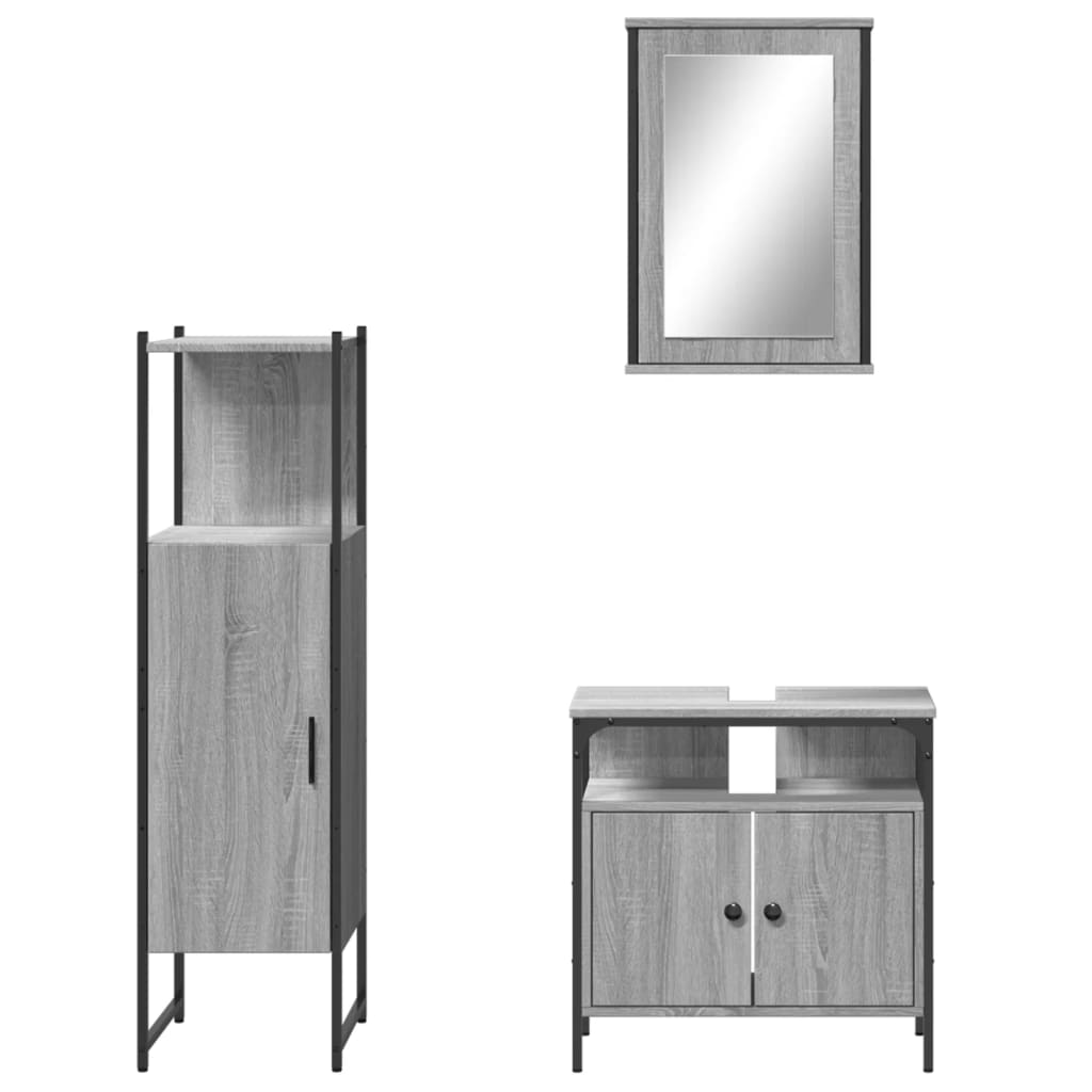 Set Mobili Da Bagno 3 Pz In Legno Multistrato