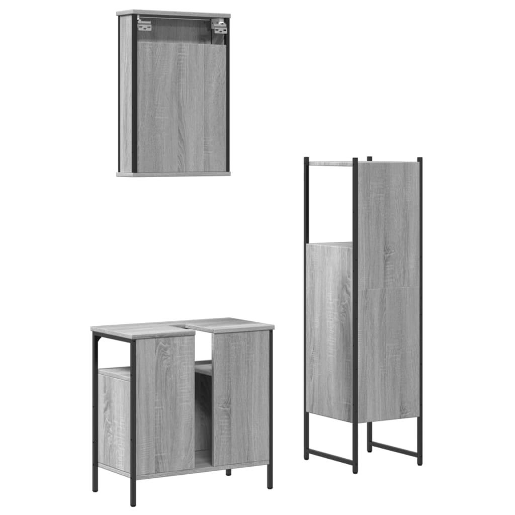 Set Mobili Da Bagno 3 Pz In Legno Multistrato