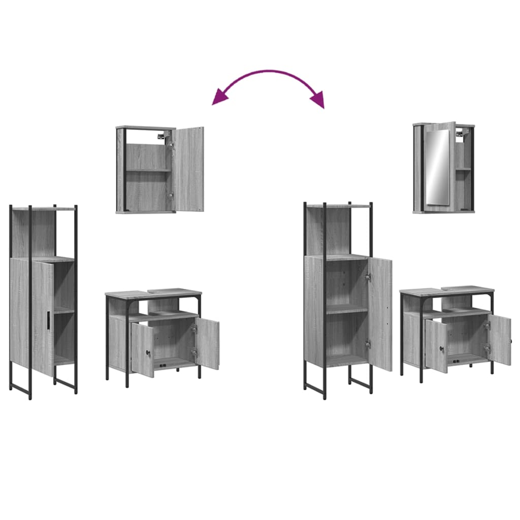 Set Mobili Da Bagno 3 Pz In Legno Multistrato