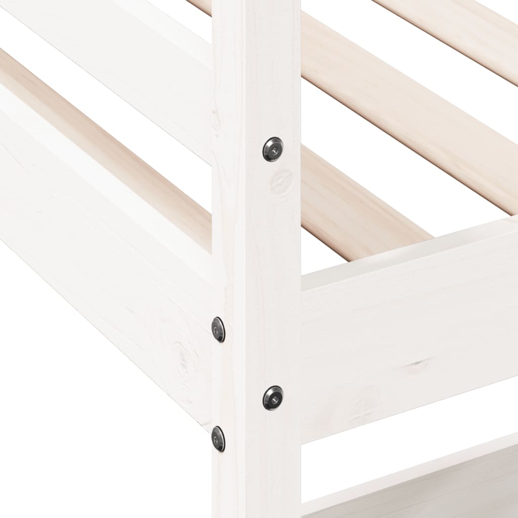 Letto Soppalco Con Scrivania Bianco 100X200 Cm Massello Pino
