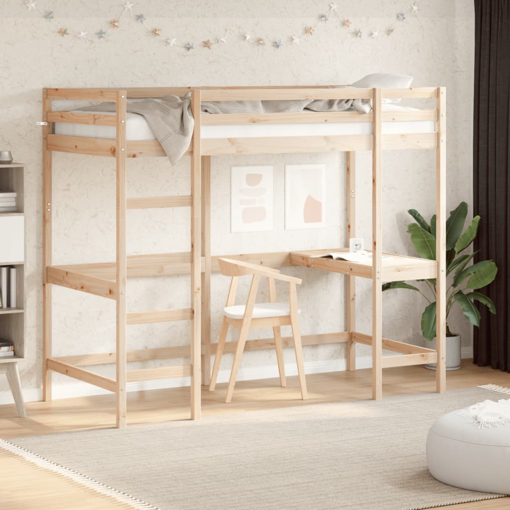 Letto Soppalco Con Scrivania Massello Pino
