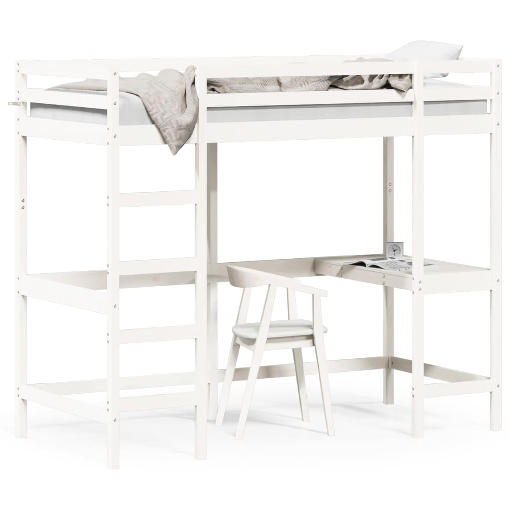 Letto Soppalco Con Scrivania Massello Pino