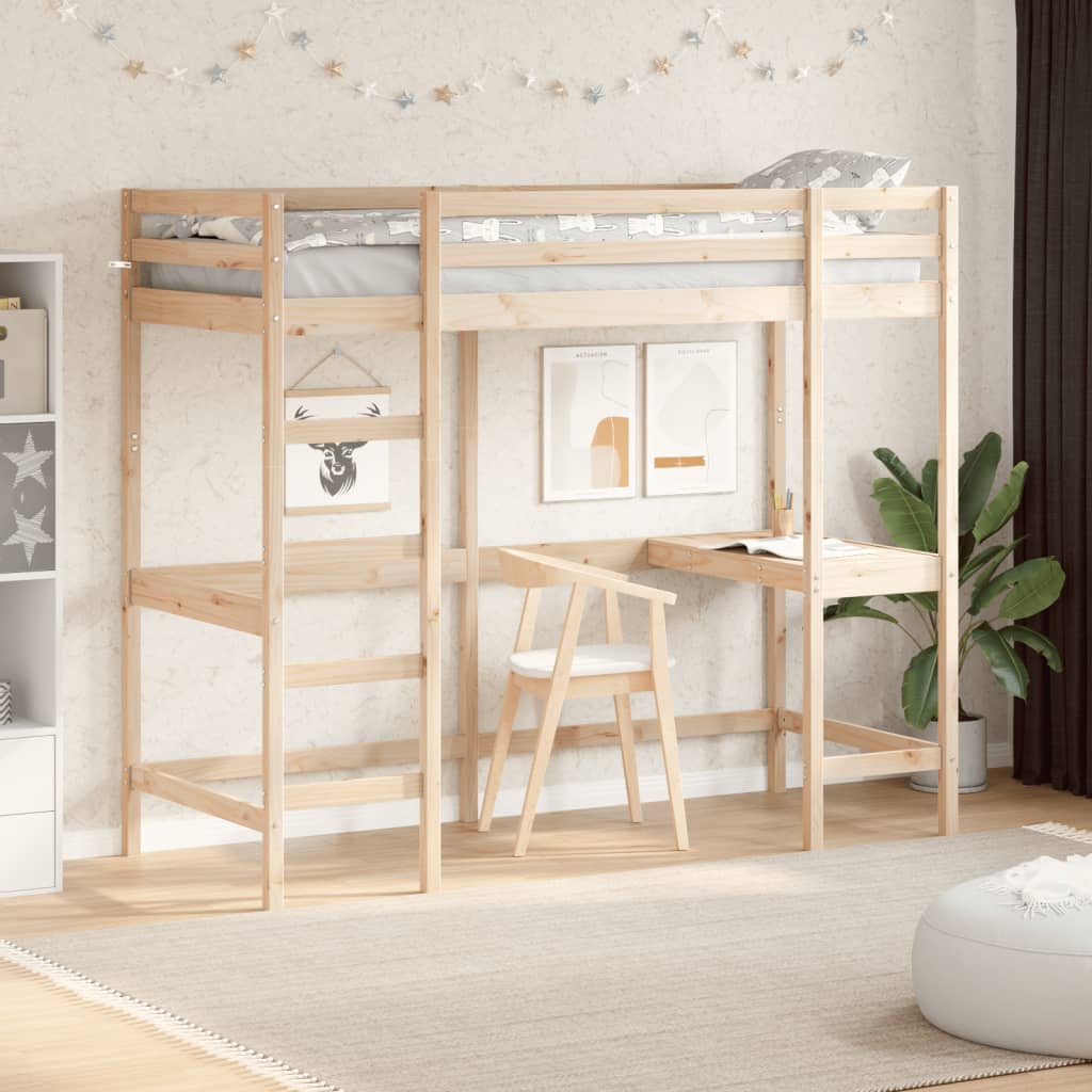 Letto Soppalco Con Scrivania Massello Pino