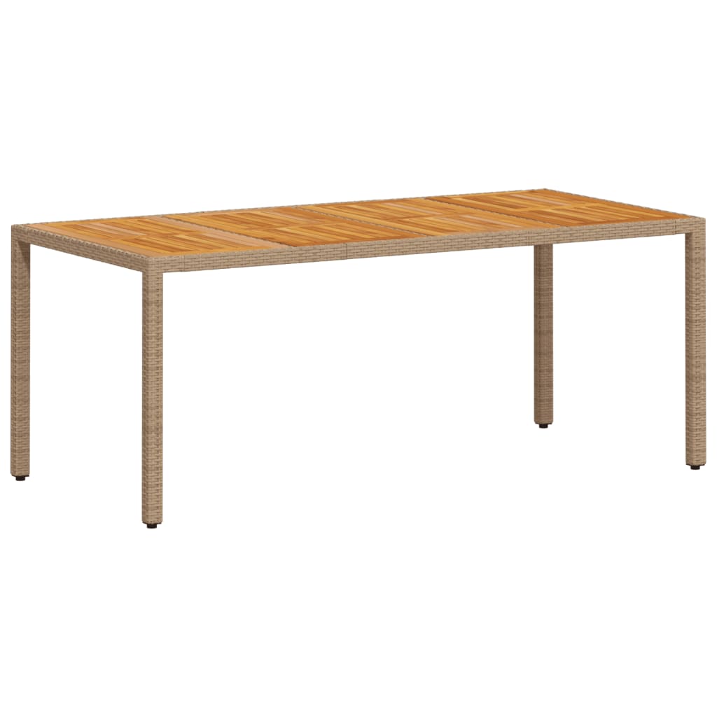 Tavolo Da Giardino 190X90X75Cm Polyrattan Legno Di Acacia