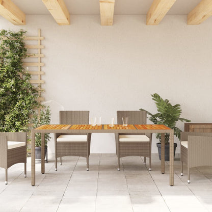 Tavolo Da Giardino 190X90X75Cm Polyrattan Legno Di Acacia