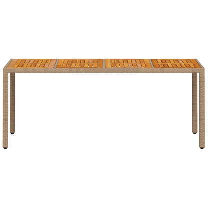 Tavolo Da Giardino 190X90X75Cm Polyrattan Legno Di Acacia