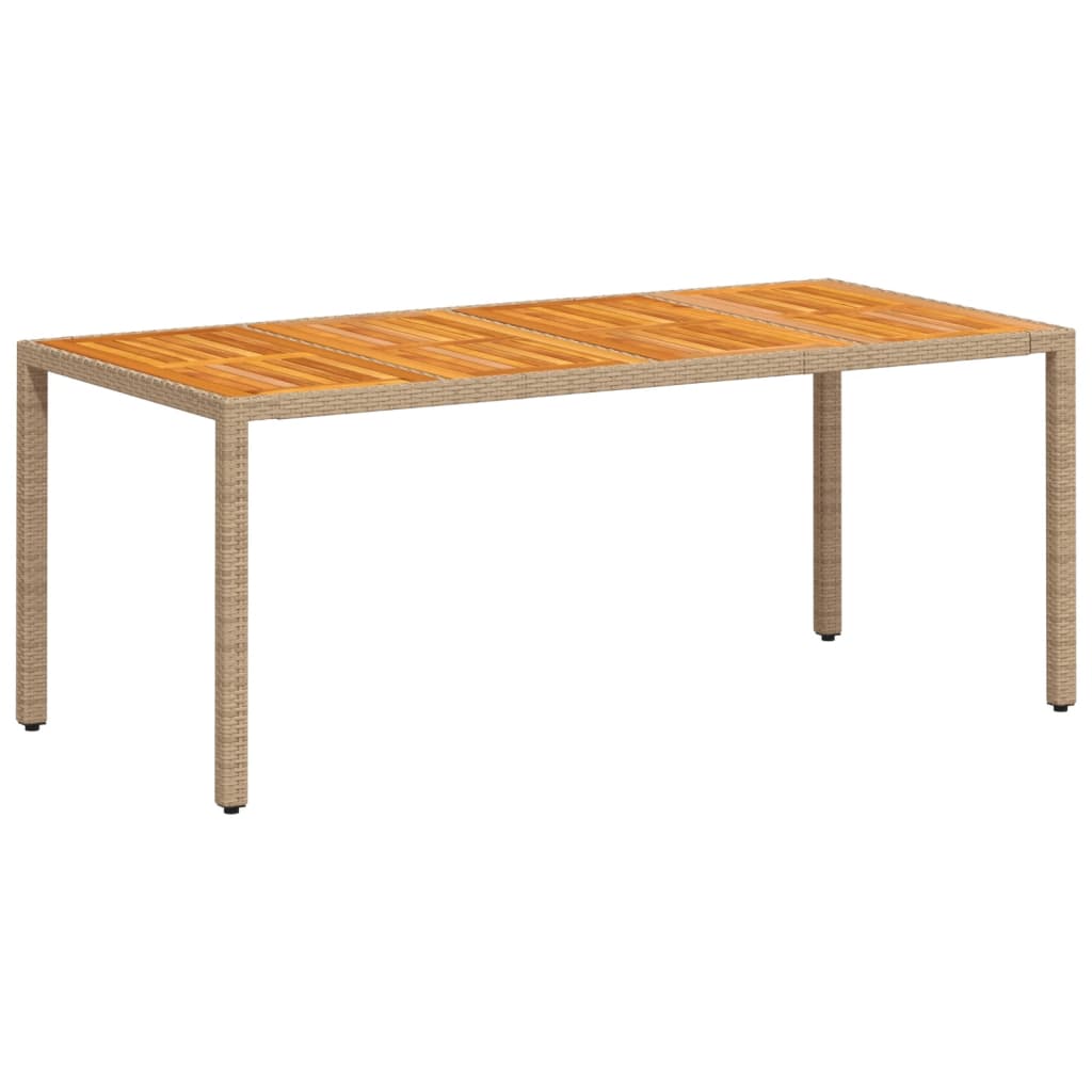 Tavolo Da Giardino 190X90X75Cm Polyrattan Legno Di Acacia