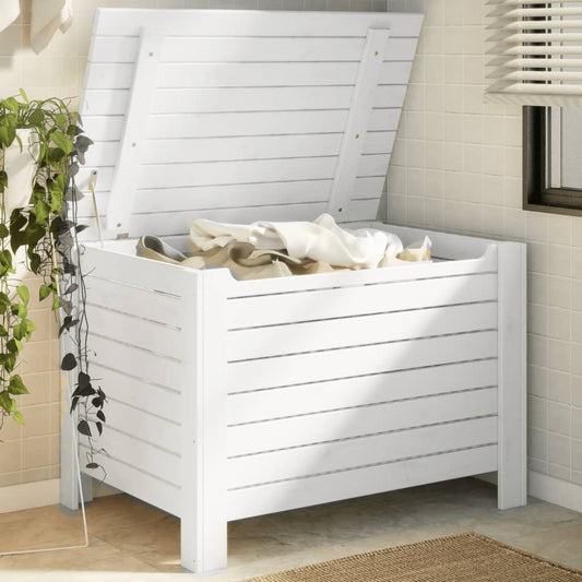 Contenitore Con Coperchio Rana 100X49X54Cm Massello Pino Bianco