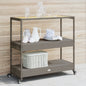 Carrello Da Bar 3 Livelli Beige In Polyrattan E Massello Acacia