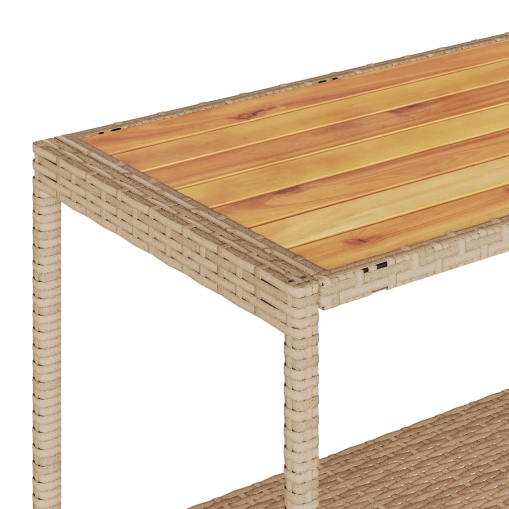 Carrello Da Bar 3 Livelli Beige In Polyrattan E Massello Acacia