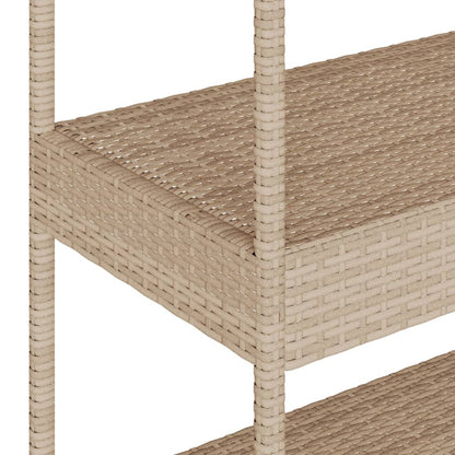 Carrello Da Bar 3 Livelli Beige In Polyrattan E Massello Acacia