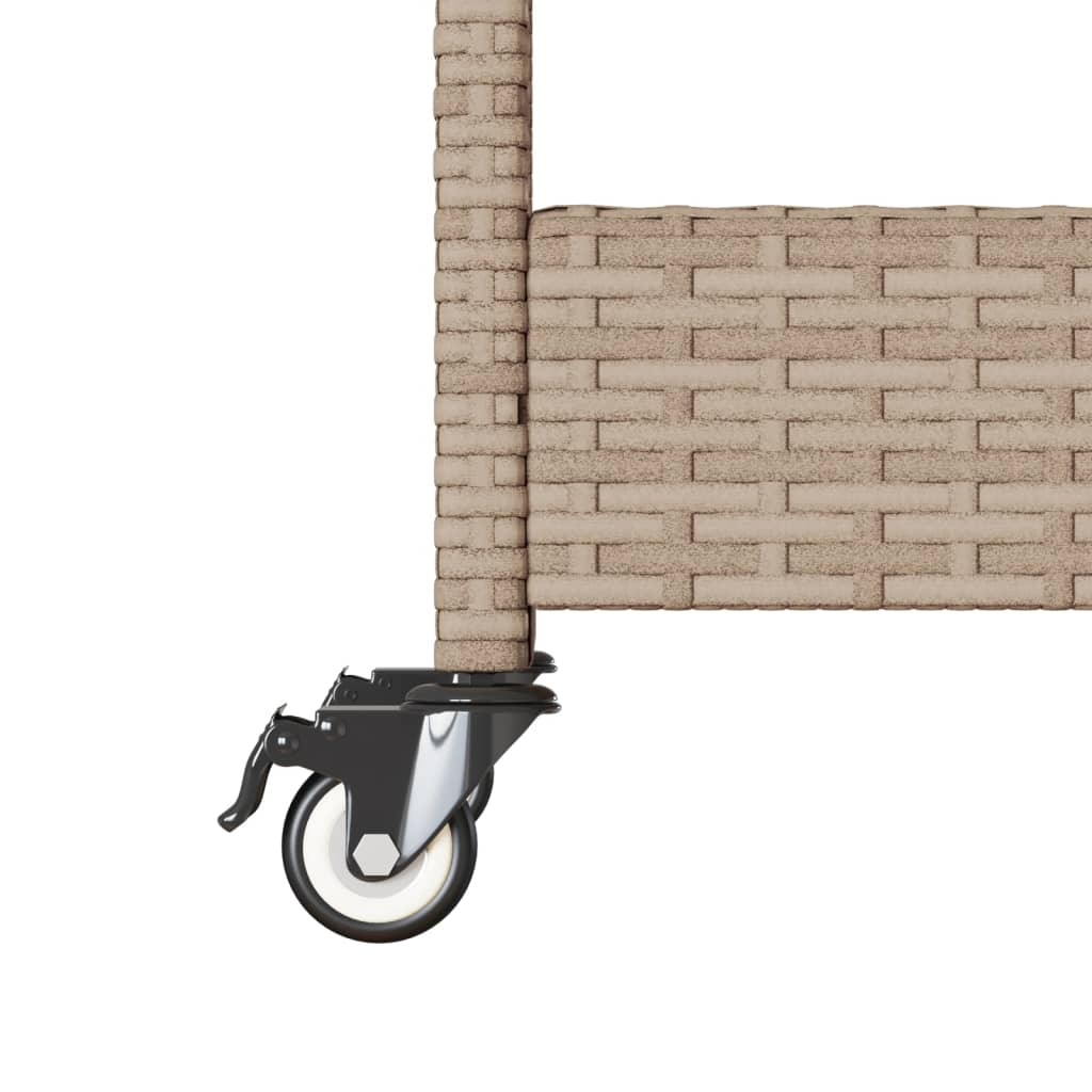 Carrello Da Bar 3 Livelli Beige In Polyrattan E Massello Acacia