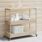 Carrello Da Bar 3 Livelli Beige In Polyrattan E Massello Acacia