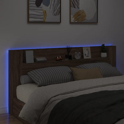 Testiera Con Contenitore A Led Rovere Marrone 220X16,5X103,5 Cm
