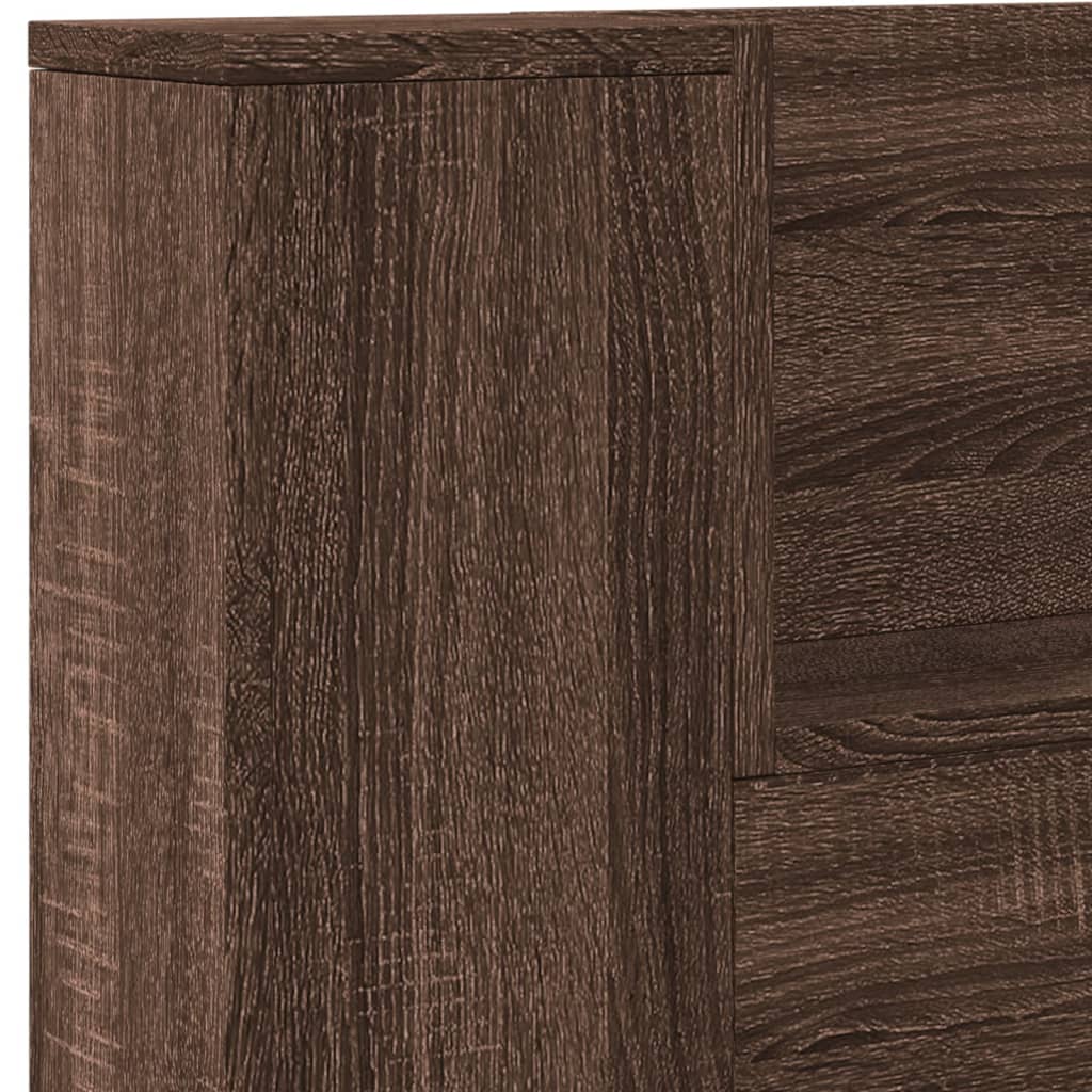 Testiera Con Contenitore A Led Rovere Marrone 220X16,5X103,5 Cm