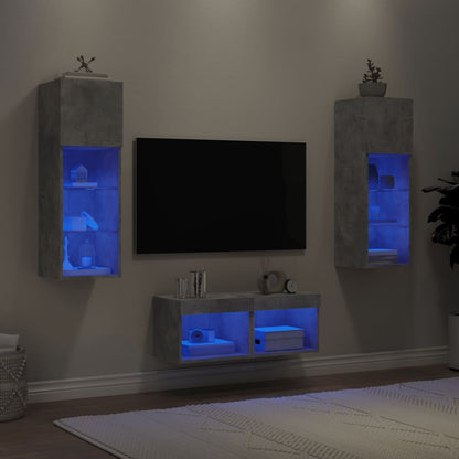 Mobili Tv A Muro 4Pz Con Luci Led