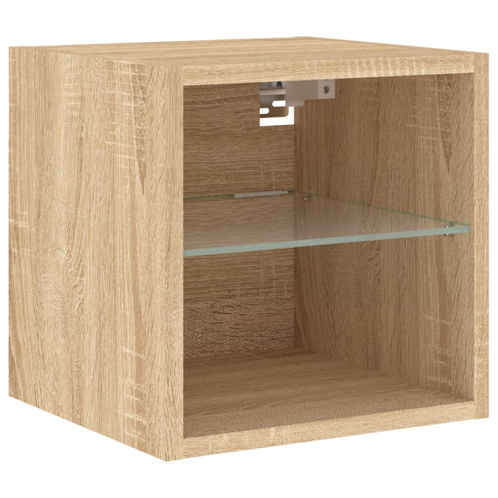 Mobili Tv A Muro Con Led 7Pz Legno Multistrato