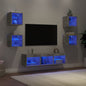 Mobili Tv A Muro Con Led 7Pz Legno Multistrato