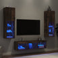 Mobili Tv A Muro Con Led 5Pz In Legno Multistrato