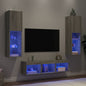 Mobili Tv A Muro Con Led 5Pz In Legno Multistrato