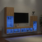 Mobili Tv A Muro Con Led 4Pz In Legno Multistrato