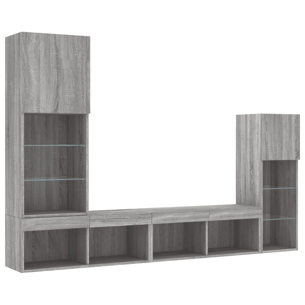 Mobili Tv A Muro Con Led 4Pz In Legno Multistrato