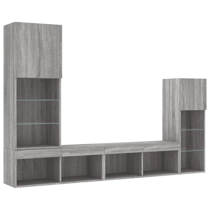 Mobili Tv A Muro Con Led 4Pz In Legno Multistrato