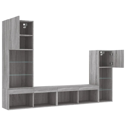Mobili Tv A Muro Con Led 4Pz In Legno Multistrato